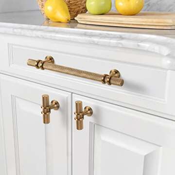 Asidrama 10 Pack 5 Inch(128mm) Knurled Champagne Bronze Kitchen Cabinet Handles, Cabinet Pulls Kitch...