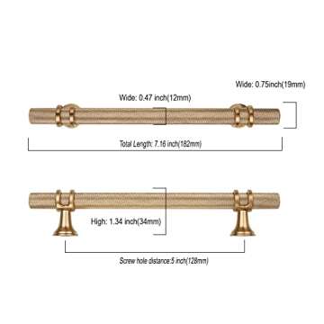 Asidrama 10 Pack 5 Inch Knurled Champagne Bronze Cabinet Handles