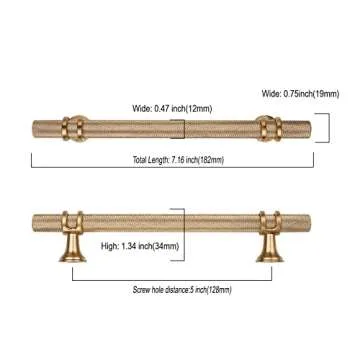 Asidrama 10 Pack 5 Inch Knurled Champagne Bronze Cabinet Handles