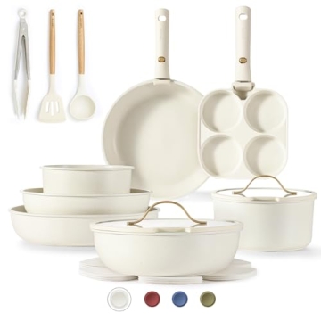 CAROTE 19pcs Pots and Pans Set Non Stick, Cookware Set with Detachable Handle, Kitchen Cookware Sets...