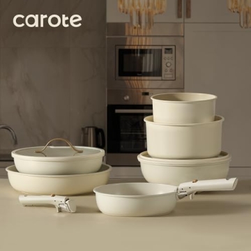 CAROTE 19pcs Non-Stick Cookware Set with Removable Handle