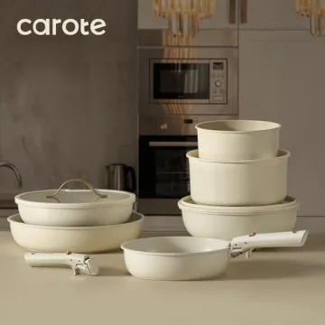 CAROTE 19pcs Non-Stick Cookware Set with Removable Handle