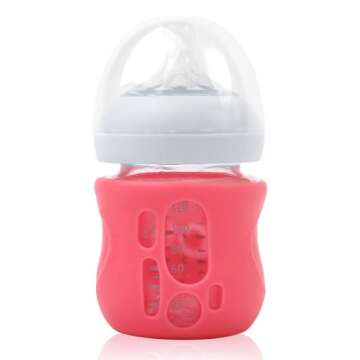 Olababy Silicone Sleeve for Avent Natural Glass Baby Bottles (4 oz, Pink)