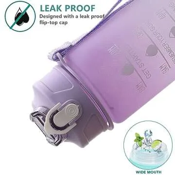 KITNOBLIS 24 oz Water Bottle with Times to Drink and Straw, Motivational Drinking Water Bottles with Carrying Strap, Leakproof BPA & Toxic Free, Ensure You Drink Enough Water for Fitness(PURPLE)