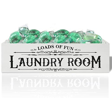 Wood Laundry Detergent Pods Container for Farmhouse Decor