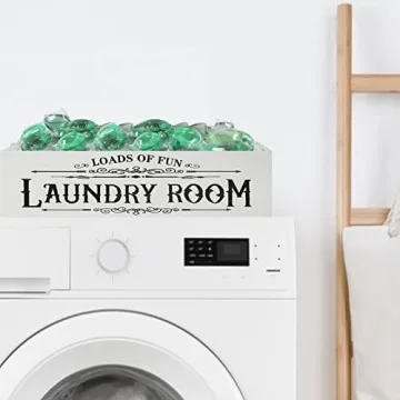 Wood Laundry Detergent Pods Container for Farmhouse Decor