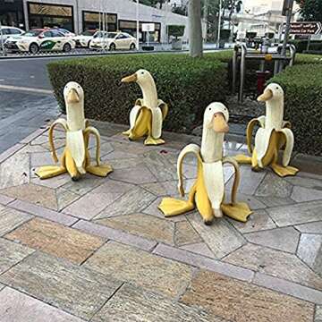 Ochine Art Banana Duck Statue Garden Yard Outdoor Decor Creative Banana Duck Sculpture Novelty Ornam...