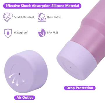 Stanley Cup Accessories Set, 1 Pcs Lipstick Holder, 1 Pcs Silicone Stanley Cup Boot, 2 Pcs Silicone Straw Cover, 2 Pcs Stanley Charms for Stanley Cup 40oz & 30oz Tumbler. (Lilac)