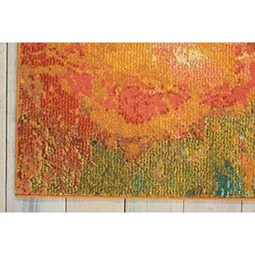 Nourison Celestial Red Palette 5'3" x 7'3" Area Rug, Watercolor, Easy Cleaning, Non Shedding, Bed Room, Living Room, Dining Room, Kitchen, (5' x 7')