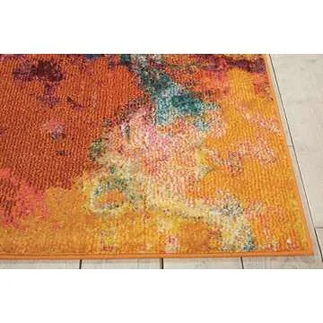 Nourison Celestial Red Palette 5'3" x 7'3" Area Rug, Watercolor, Easy Cleaning, Non Shedding, Bed Room, Living Room, Dining Room, Kitchen, (5' x 7')