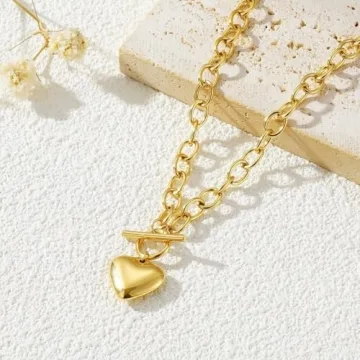 FUTIMELY Gold Heart Chunky Choker Necklace for Women