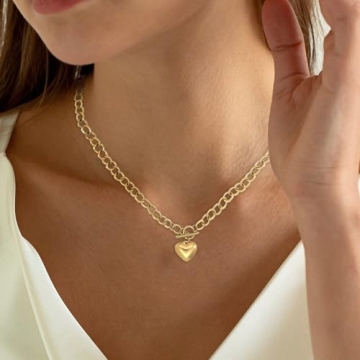 FUTIMELY Gold Heart Chunky Choker Necklace for Women