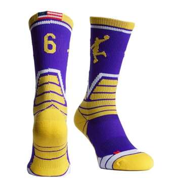 Forever Fanatics Youth Boys Basketball Socks Sports Athletic Crew Socks with Basketball Arm Sleeve -...