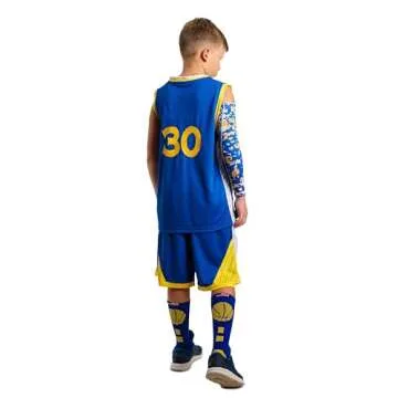 Forever Fanatics Youth Boys Basketball Socks Sports Athletic Crew Socks with Basketball Arm Sleeve - Made in USA (6 Purple/Gold, Kids 6-10 Years)