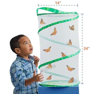 Insect Lore Butterfly Garden | Pavilion 24" with Voucher | 2ft Tall Habitat & STEM Journal | Redeem Voucher for 5 Live Baby Caterpillars | Painted Lady Butterfly Growing Kit