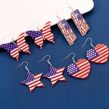 Stylish American Patriotic Earrings for 4th of July
