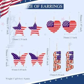 Stylish American Patriotic Earrings for 4th of July