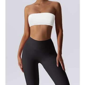 Boudaner Women’s Padded Bandeau Sports Tube Top Bra Strapless Wireless Solid Seamless Yoga Workout...