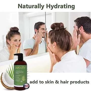 PURA D'OR Organic Vegetable Glycerin (24oz) Derived from Coconut,100% Pure Premium Grade,Clear & Odorless,Non-GMO,Kosher,Vegan,Cold Pressed,Hair,Skin & DIY Base (Packaging may vary)