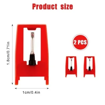 2pcs Record Player Needle Replacement - Red Stylus for LP Players by Victrola ION Crosley