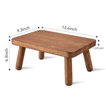 JUJIAFU Wooden Step Stool Anti-Slip Step Stools for Adults Heavy Duty Stepping Stool Kitchen Step St...