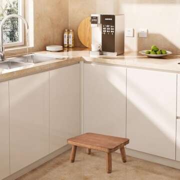 JUJIAFU Wooden Step Stool Anti-Slip Step Stools for Adults Heavy Duty Stepping Stool Kitchen Step Stool for Adults One Step Stool for Office, Bedroom, Garden, Bathroom (6.3" High)