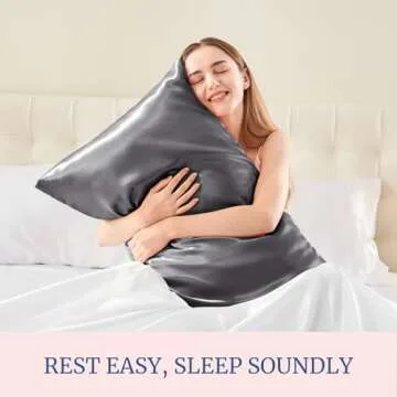 BEDELITE Satin Pillowcase for Hair and Skin, Super Soft and Cooling Similar to Silk Pillow Cases 2 Pack with Envelope Closure, Gift for Women Men(20"x30" Queen Size, Dark Grey)
