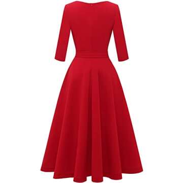 Elegant Bbonlinedress Red Vintage Midi Dress for Women