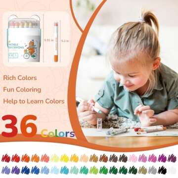 Toddler Crayons, 36 Colors Jumbo Crayons for Toddlers, Non Toxic Washable Crayons, Twistable Crayons for Toddlers 1-3, Easy to Hold Ultra-Silky Large Crayons for Kids Ages 4-8, Toddler Art Supplies