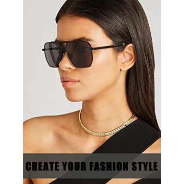 SeeBand Retro Oversized Square Sunglasses for Women Men Vintage Shades Metal Frame Classic Aviator S...