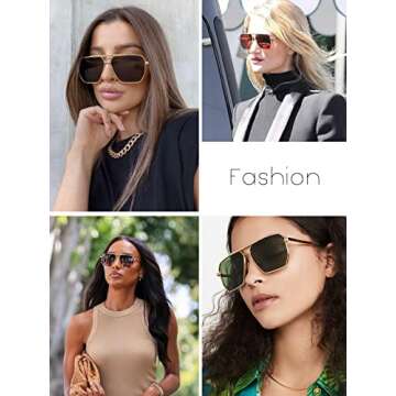 SeeBand Retro Oversized Square Sunglasses with UV Protection