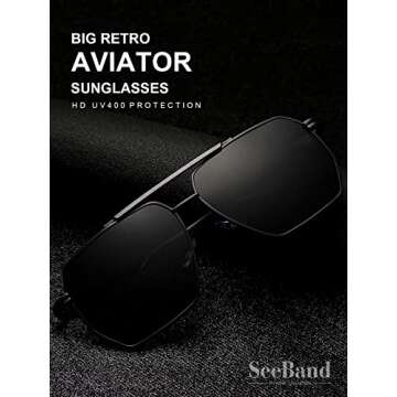 SeeBand Retro Oversized Square Sunglasses with UV Protection