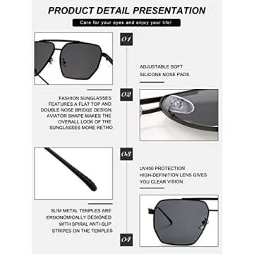 SeeBand Retro Oversized Square Sunglasses with UV Protection