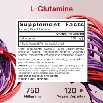 Jarrow Formulas L-Glutamine 750 mg for Muscles & Gut Health