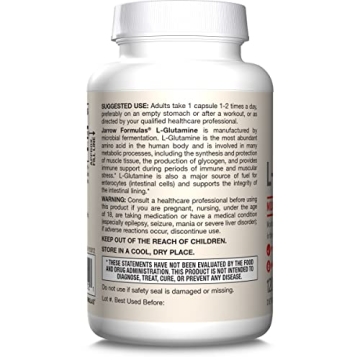 Jarrow Formulas L-Glutamine 750 mg for Muscles & Gut Health
