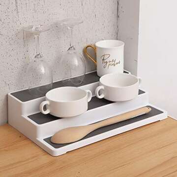 YCOCO Spice Rack Organizer for Cabinet,3-Tier Rack Step Shelf for Pantry Countertop Non Skid and Waterproof Shelf, For Spice Bottles,Jars,Seasonings,Baking Supplies 2 Pack