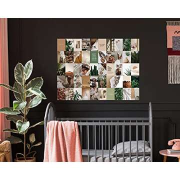 Haoran 50PCS Wall Collage Kit Aesthetic Pictures, Room Decor for Bedroom Aesthetic, Cute Indie Trendy Boujee Boho Green Posters for Room Aesthetic, Photo Pictures Collage Kit for Wall Aesthetic,