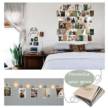 Haoran 50PCS Wall Collage Kit Aesthetic Pictures, Room Decor for Bedroom Aesthetic, Cute Indie Trendy Boujee Boho Green Posters for Room Aesthetic, Photo Pictures Collage Kit for Wall Aesthetic,