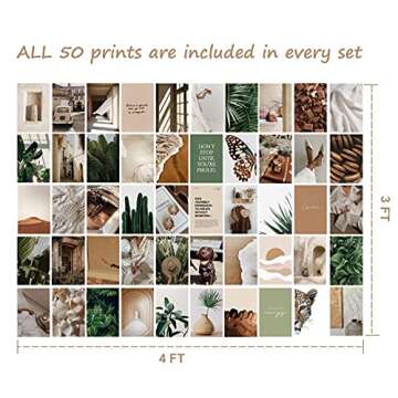 Haoran 50PCS Wall Collage Kit Aesthetic Pictures, Room Decor for Bedroom Aesthetic, Cute Indie Trendy Boujee Boho Green Posters for Room Aesthetic, Photo Pictures Collage Kit for Wall Aesthetic,