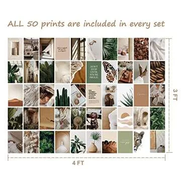 Haoran 50PCS Wall Collage Kit Aesthetic Pictures, Room Decor for Bedroom Aesthetic, Cute Indie Trendy Boujee Boho Green Posters for Room Aesthetic, Photo Pictures Collage Kit for Wall Aesthetic,