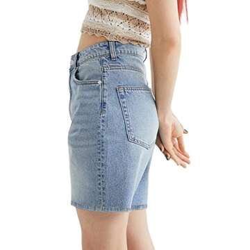 Genleck Women's Juniors Jean Shorts High Waisted Stretchy Denim Hot Shorts for Casual Summer(Blue,XS-XL)