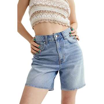 Genleck Women's Juniors Jean Shorts High Waisted Stretchy Denim Hot Shorts for Casual Summer(Blue,XS-XL)