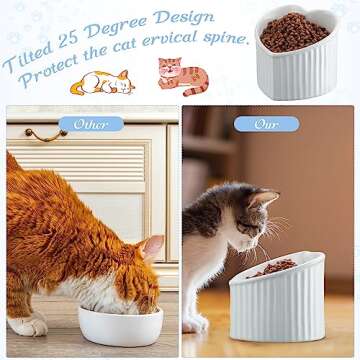 Mumufy Elevated Ceramic Cat Bowls - Heart Shaped Pet Feeders
