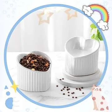 Mumufy Elevated Ceramic Cat Bowls - Heart Shaped Pet Feeders