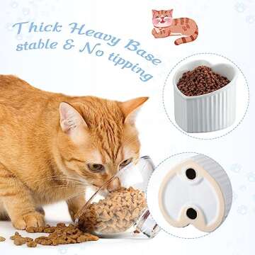 Mumufy Elevated Ceramic Cat Bowls - Heart Shaped Pet Feeders