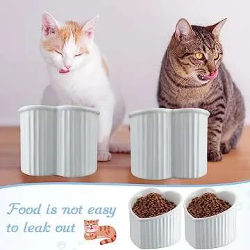 Mumufy Elevated Ceramic Cat Bowls - Heart Shaped Pet Feeders