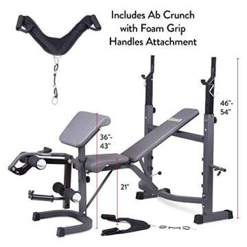 Body Champ Olympic Weight Bench, Workout Equipment for Home Workouts, Bench Press with Preacher Curl...