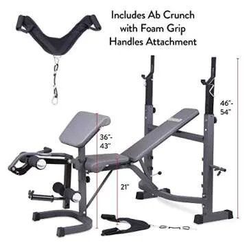 Body Champ Olympic Weight Bench, Workout Equipment for Home Workouts, Bench Press with Preacher Curl...