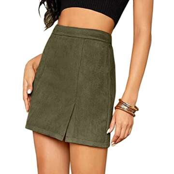 Mulisky Faux Suede High Waist Side Split Mini Skirt