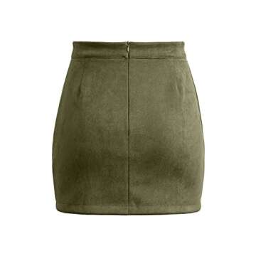 Mulisky Faux Suede High Waist Side Split Mini Skirt